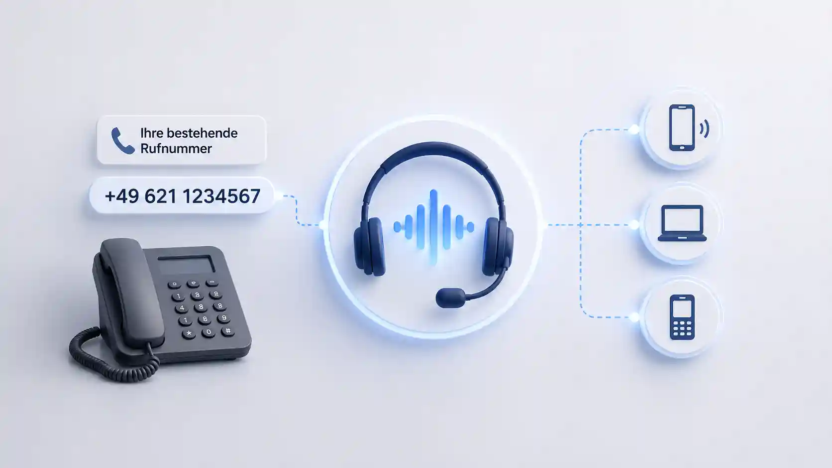 Bestehende Geschäftsnummer wird mit einem KI-Telefonassistenten verbunden