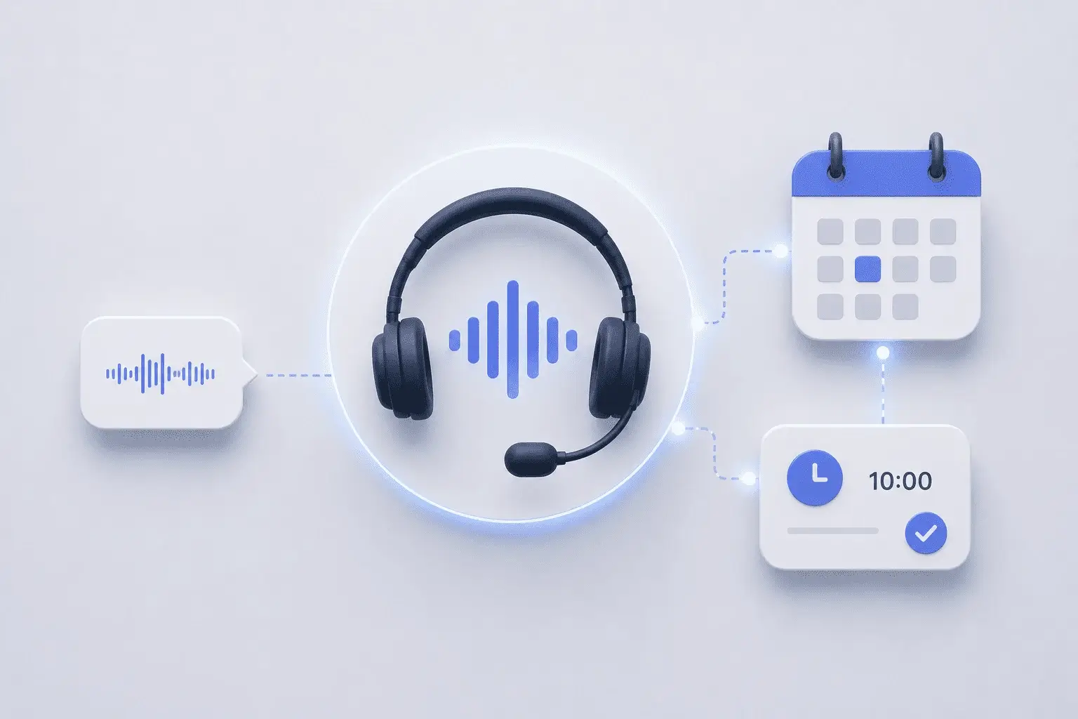 KI-Telefonassistent verbindet ein Telefongespräch mit Kalender und bestätigtem Termin
